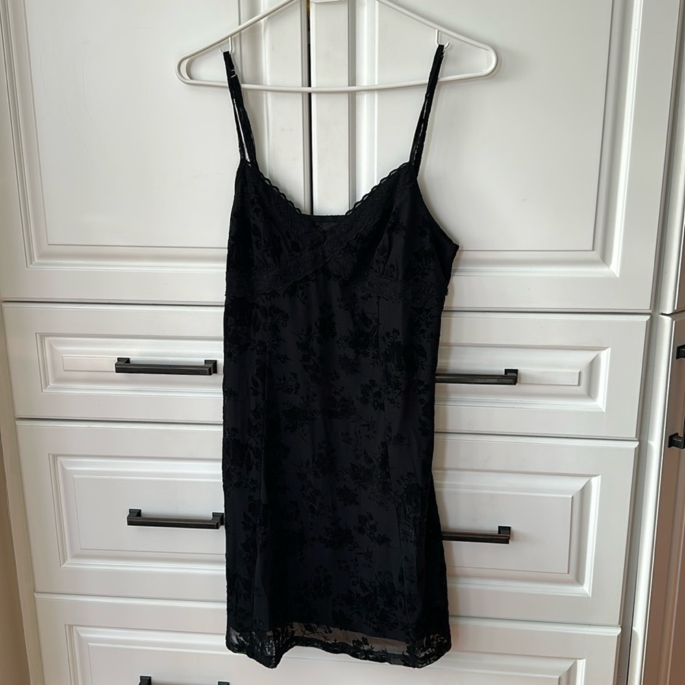 Cider Black Lace Slip Dress